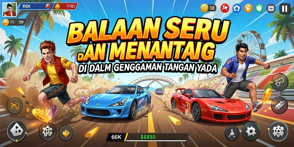 Gameplay Racing menegangkan dengan aksi menawan.