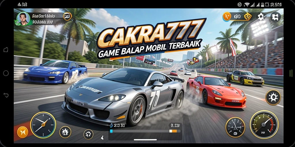 Tampilan gameplay balap mobil yang seru dan menegangkan.
