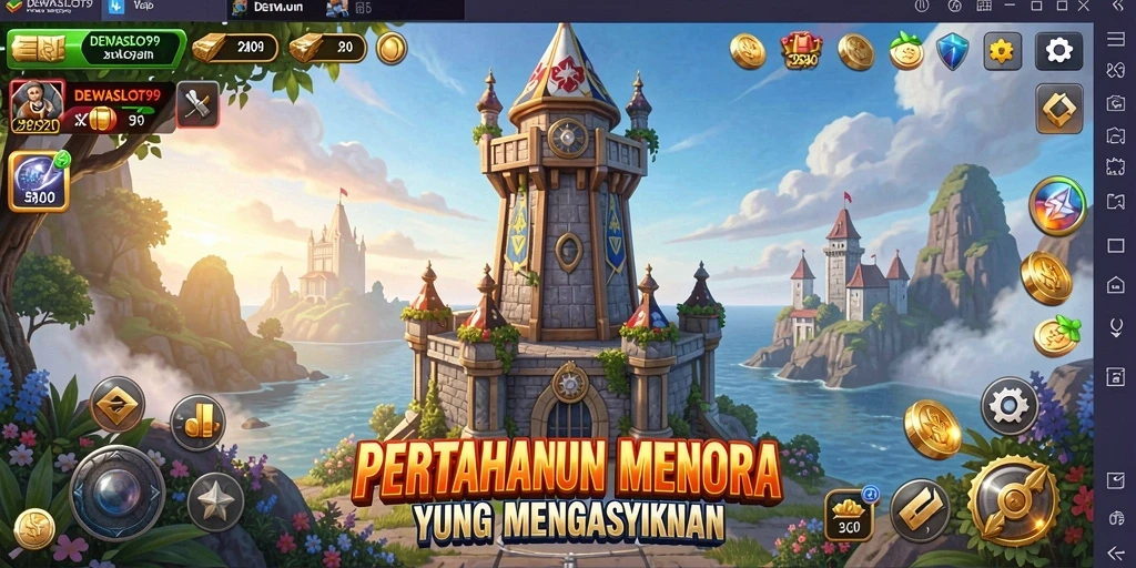 Tampilan gameplay menarik dari DEWASLOT99 dalam aksi pertahanan menara.