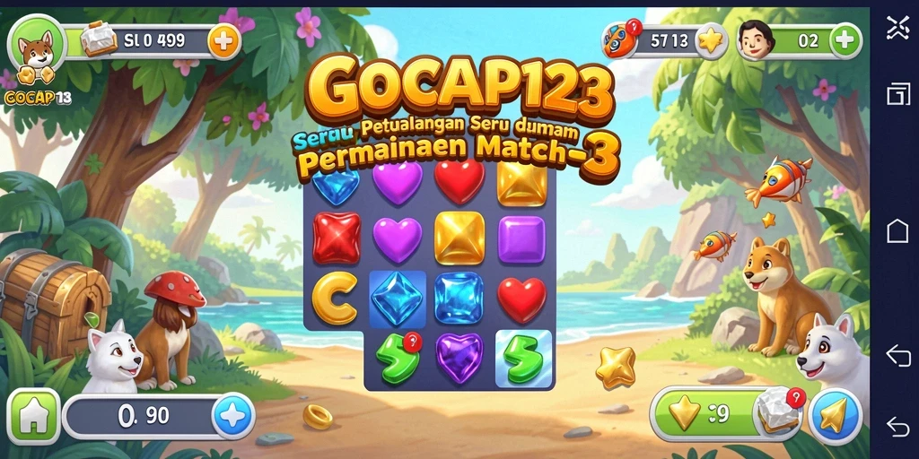 Screenshot gameplay GOCAP123 menunjukkan keseruan permainan Match-3.