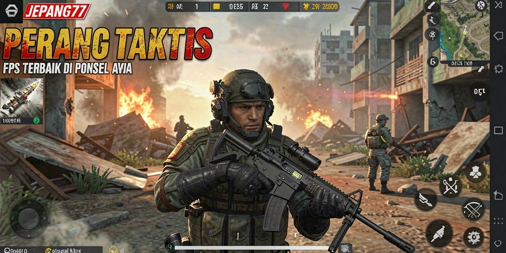 Gameplay intens JEPANG77 dengan aksi tembak-menembak yang seru.