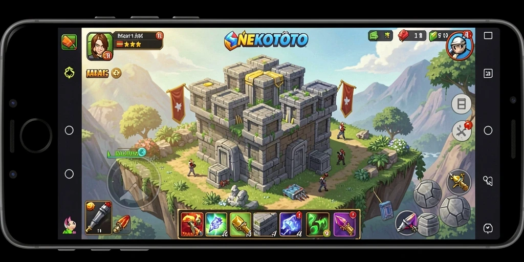 Tampilan gameplay NEKOTOTO yang intens dalam Tower Defense.