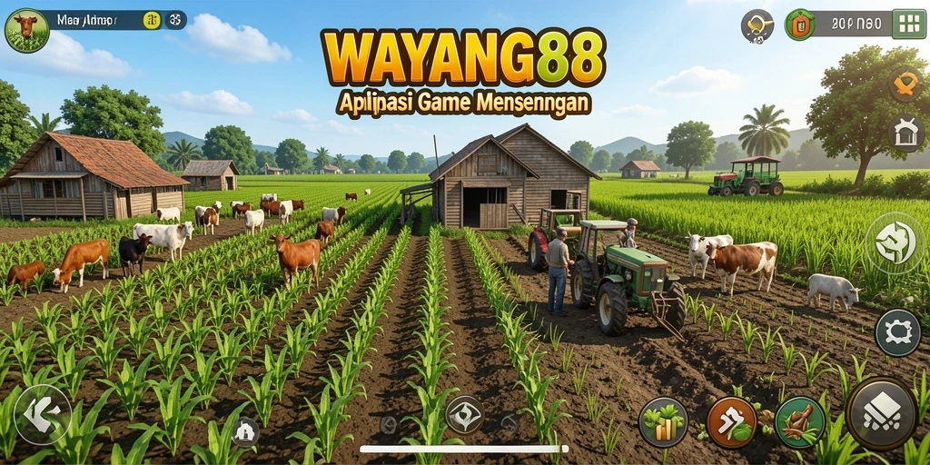 Screenshot dari gameplay WAYANG88 yang menunjukkan ladang yang subur.